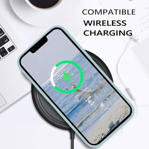 Image of DIZORO Compatible with iPhone 13 Case, Liquid Silicone Case, Full Body Protective Cover, Shockproof, Slim Phone Case, Anti-Scratch Soft Microfiber Lining, 6.1 inch - Mint Green