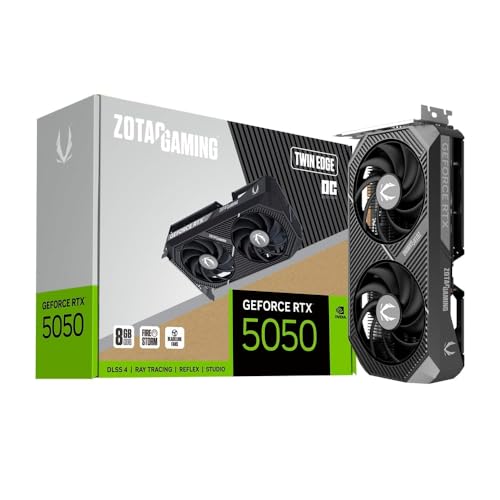 Image of ZOTAC Gaming GeForce RTX 5050 Twin Edge OC Graphics Card - Black | 8 GB | DLSS 4 | GDDR6 | 128 bit | Dual Fan | 2560 CUDA Cores | ZT-B50500H-10M