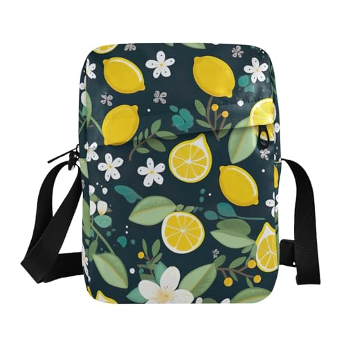 Crossbody Bag Lemon Flower Summer Messenger Bag for Women Men Purse Shoulder Bag Satchel Bag with Adjustable Strap 214A9419