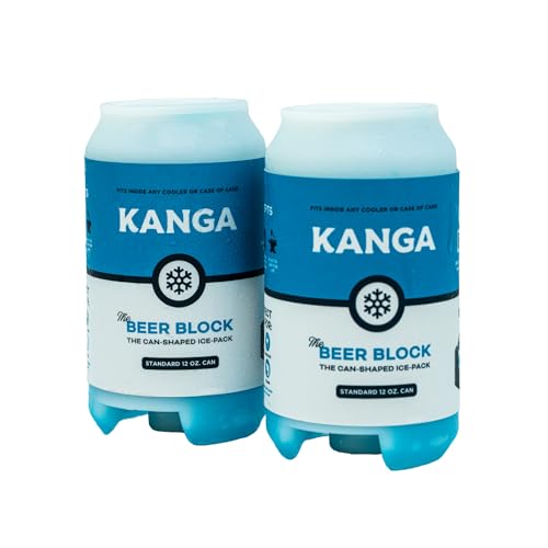 Kanga Beer Blocks Slim Can Shaped Ice Pack - Keep Drinks Cold for 9 Hours | Reusable for Cooling Food/Beverages | Durable Plastic Construction | Can Cooler Ice Block - 12 oz Standard Can Pack of (2)