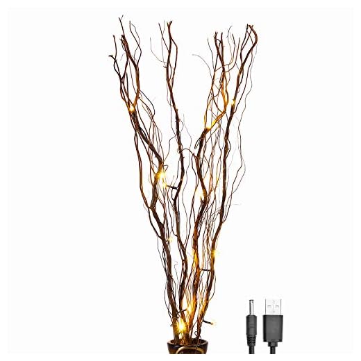 LIGHTSHARE Upgraded 36Inch 16LED Natural Willow Twig Lighted Branch for Home Decoration, USB Plug-in and Battery Powered
