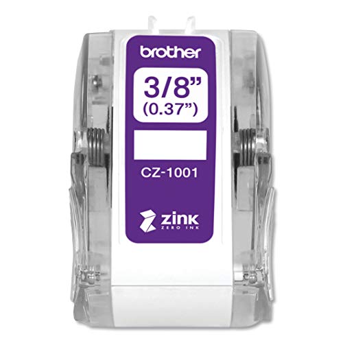 Brother Genuine CZ-1001 3/8” (0.37”) 9mm Wide x 16.4 ft. (5 m) Long Label roll Featuring Zink Zero Ink Technology