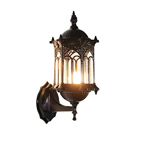 Applique murale extérieure noire NOVILYN en aluminium et verre E27 rustique