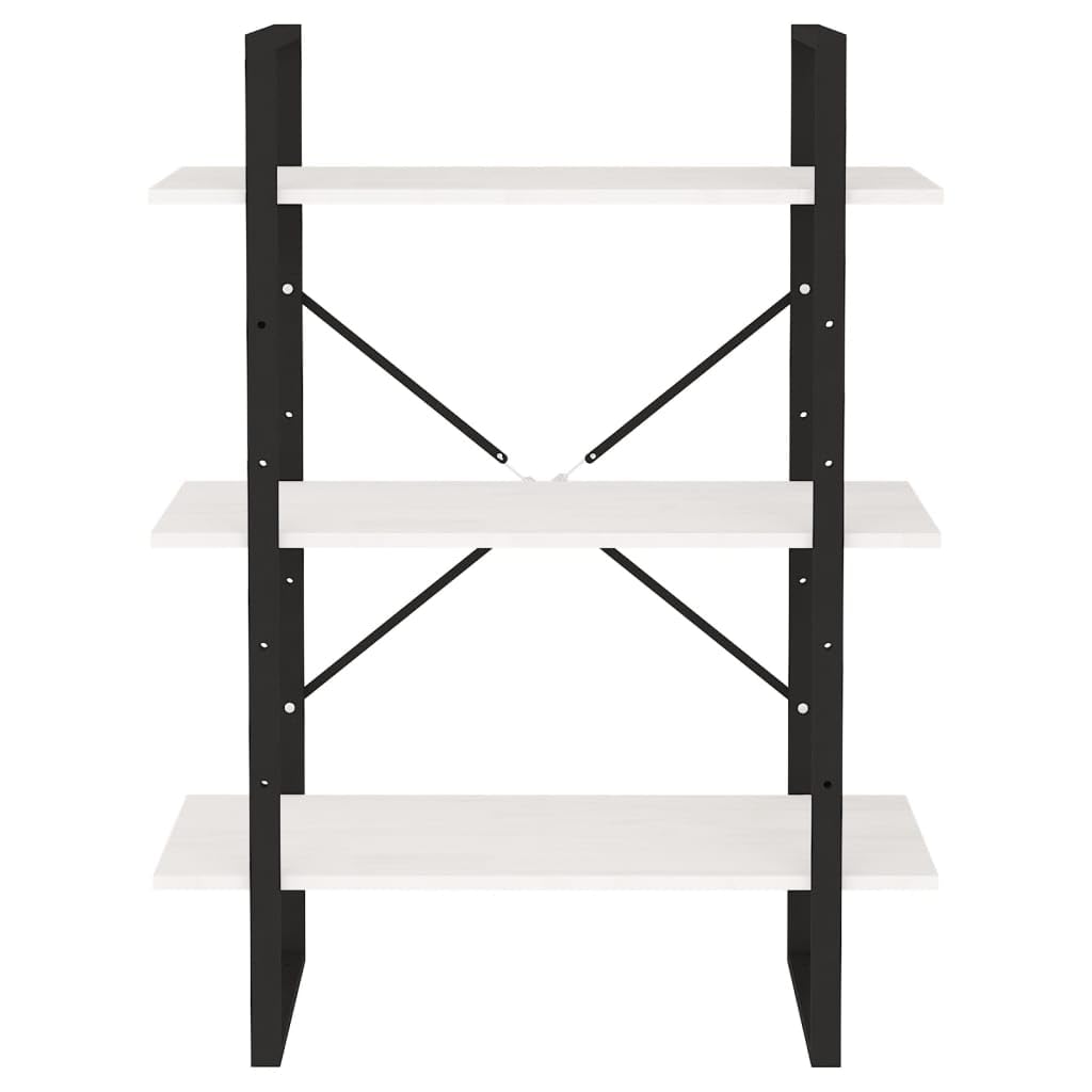 Bücherregal Weiß 80x30x105 cm aus Massivholz Kiefer, Regal mit 3 Fächern für Deko und Aufbewahrung, pflegeleicht mit feuchtem Tuch