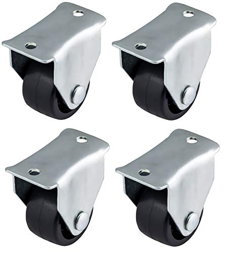 Bulldog Castors Lot de 4 mini roulettes fixes en plastique Noir 25 mm 50 kg maximum par lot Cover