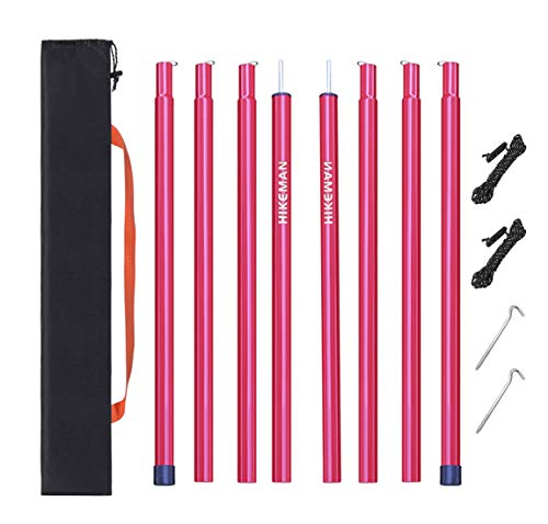 HIKEMAN Accesorios para Tienda de campaña, 2 Varillas de Soporte de Hierro, Postes de Tienda de campaña para Camping, mochileros, refugios y toldos(2.0m)