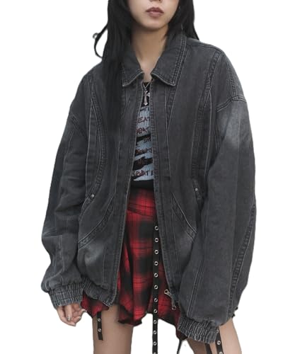 [ウィゴー] Figments 80'Sライク デニム ボンバー ブルゾン レディース F ブラック