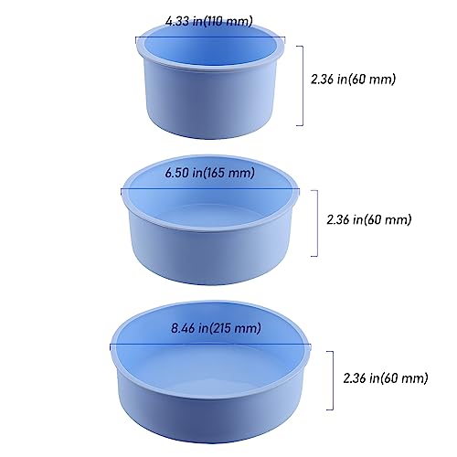 ZEONHEI 6 Pcs Blue Silicone Cake Tins Set, 4 Inch 6 Inch 8 Inch Non-Stick Silicone Cake Moulds - Image 2