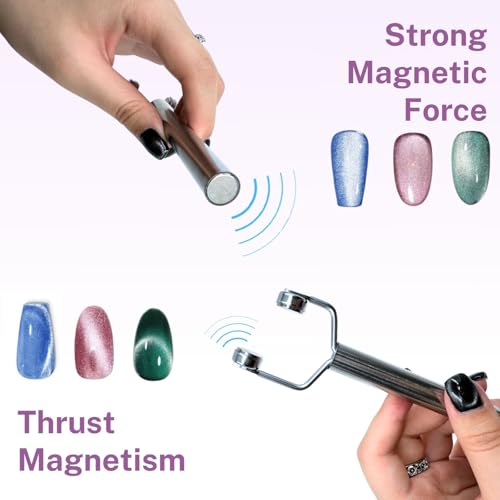 Image of 3-in-1 Cat's Eye Nail New Y-shaped Magnetic Rod for Cat's Eye Gel Multifunctional Double-ended Stainless Steel Magnet Portable for Salon Studio & Home Use (sliver)
