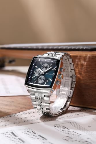 Image of Giordano Multi Function Watch for Men with Square Dial, Stainless Steel Strap and Date Display