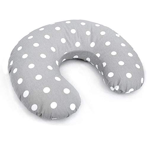 Babymam Breast Feeding Pillow Nursing Pregnancy Baby Cushion and Removable Cotton Cover (Dots grey)