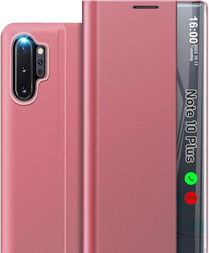 Étui protection rabat Note 10 Plus avec support miroir
