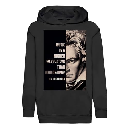 Sweat à capuche enfant premium en coton souple avec citation Beethoven artistique
