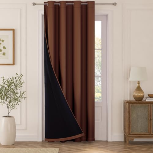 Image of HOKIPO Midnight True Blackout Curtains 7 Feet Long 1 Panel, Brown