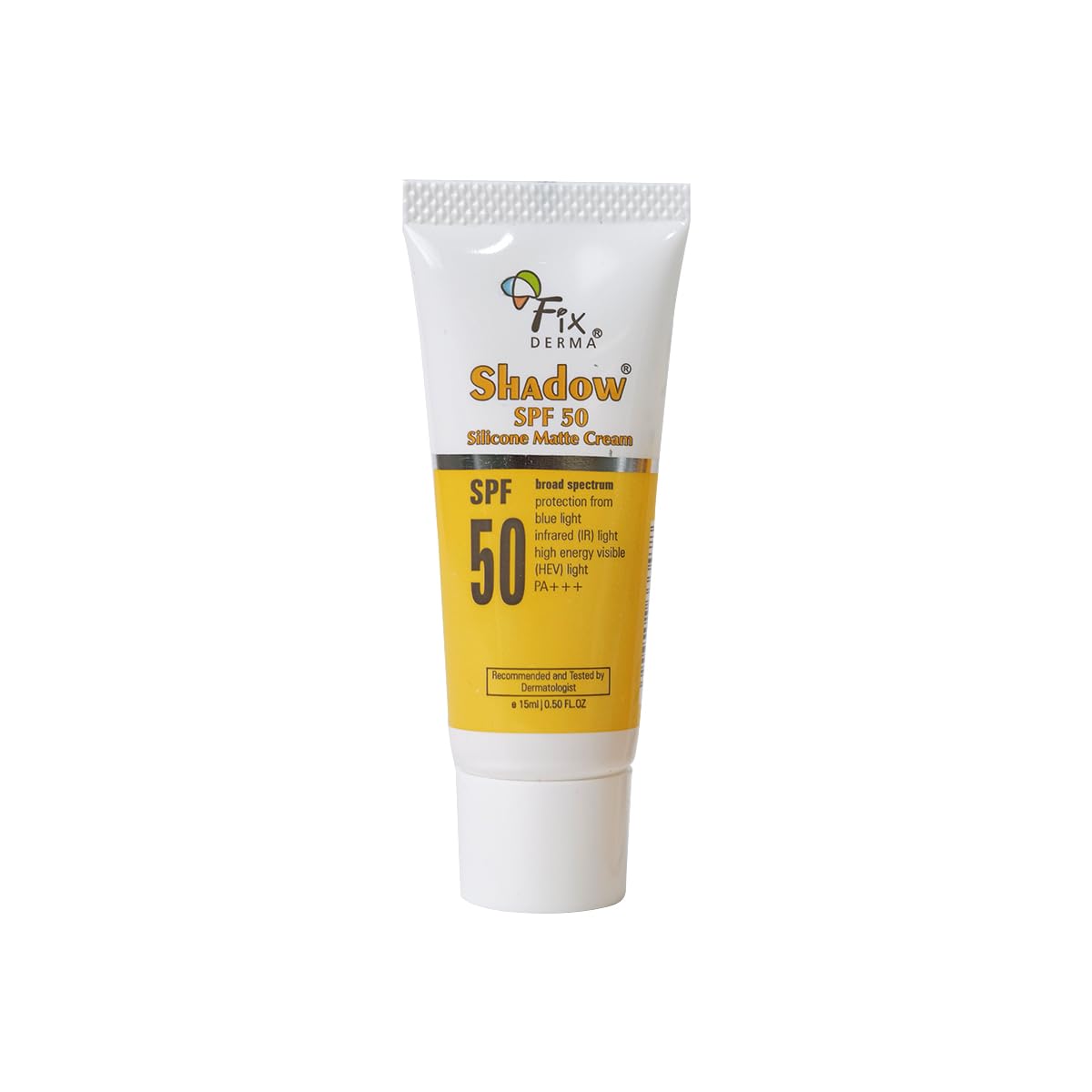 Fixderma Shadow Sunscreen SPF 50 PA+++ Silicone Matte Cream | Sunscreen for Oily Skin – Acne Prone, Matte Finished Broad Spectrum Sunscreen for UVA & UVB Protection | Sunscreen for Women & Men – 15ml