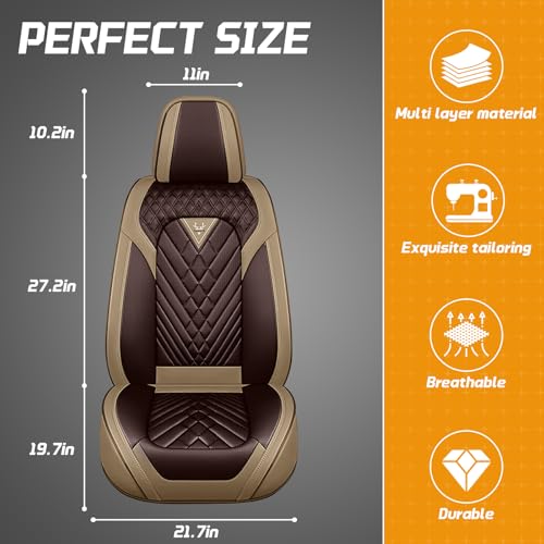 Image of Fit for Toyota RAV4 Seat Covers Full Set 2008-2026 | Nappa Leather Seat Covers for RAV4 Full Set, Airbag Compatible, Full Coverage Seat Protectors, Easy Install(Brown /Curry)