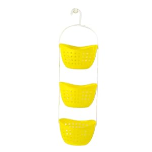Cabilock Hanging Shower Organizer Basket Rack Yellow Detachable PP Material with Drain for Bathroom Kitchen Storage Multi-compartment Caddy