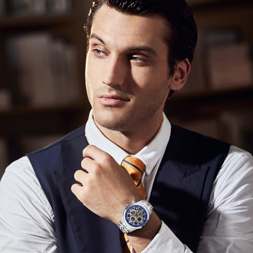 Image of Sapphero Mens Watches Quartz Movement Chronograph 30M Waterproof Steel Strap Fashion Business Sport Design Scratch Resistant Gifts for Men