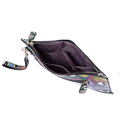 Newfancy Women Snakeskin Envelope Clutch Bag Crossbody Purses With Chains Evening Party Prom Shoulder Messenger Handbags, Colorful Clutch #TOP4