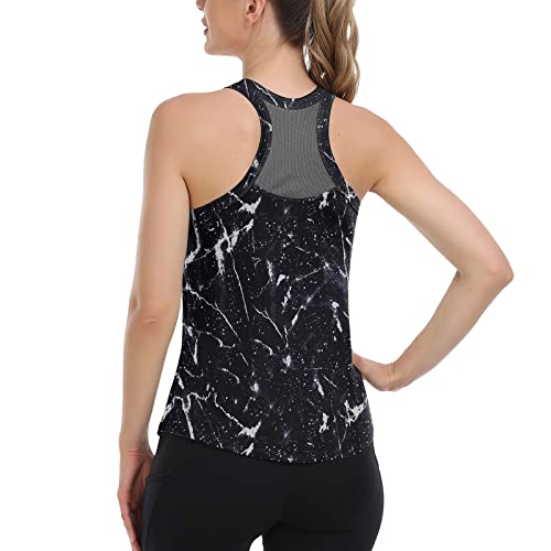 WOWENY Fitness Tank Top Camiseta Deportiva de Mujer para Correr Yoga Gym Workout Shirt Camiseta Deportiva sin Mangas para Entrenamiento Jogging Mesh Back, Negro XL Cover