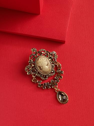 Image of MINACHI Vintage Victorian Design Queen's Cameo Antique Wedding Brooch Pin, Jewelry Gift for Women