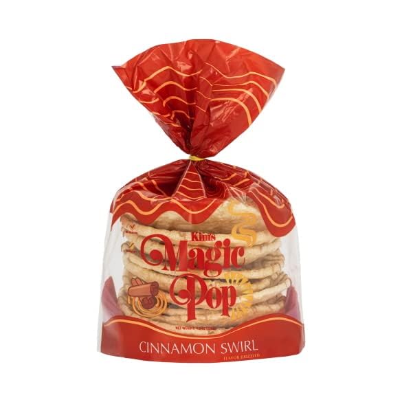 Kim's Magic Pop - Cinnamon Swirl Flavor Drizzled | 6 Pack | Low Carb, No Trans Fat, All Natural, Multigrain Korean Snack | Easy Bread, Chip, Cracker Replacement…… (MEDIUM)