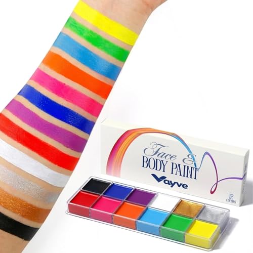 Image of Face Body Paint Oil Palette, Professional Flash Non Toxic Safe Tattoo Halloween FX Party Artist Fancy Makeup Painting Kit For Kids and Adult (12)