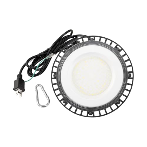 消費電力70W 小型高天井照明 直径20cm 昼白色 約6,500LM(13OＷ水銀灯相当）UFO型LEDハイベイライト (1個) AC100V 2ピンプラグ付き2m電源コード 2年保証 IP44屋内用 配光角120度 駐車場 運動場 工場 倉庫 PSE認証 REUDO リュウド TO-YT7501-BK2