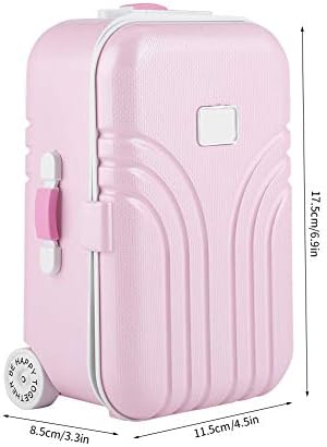 Longzhuo Mini Music Box, Girl's Musical Jewellery Suitcase with Spinning Ballerina, Pink Suitcase Model Mini Music Box Jewelry Case Craft Gift Kid Toys