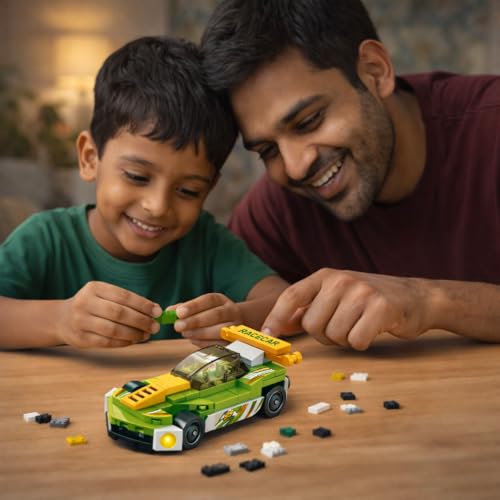 Image of STEM Racing Car Pull Back Building Blocks Set (74Pcs) | DIY Speed Car Toy for Kids 6+ Years (Boys & Girls) | Friction Powered Racing Toy | Creativity & Motor Skills Development