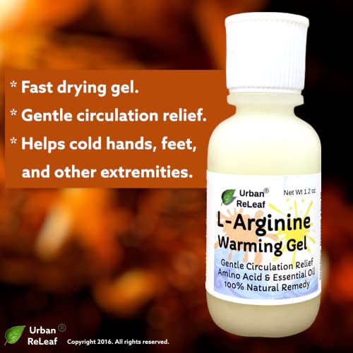 Urban Releaf L-Arginine Warming Gel ! Fast Heat, 100% Natural! Quick Drying. Circulation Massage Legs Hands Feet #TOP1