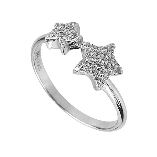 Image of MARC 925 Sterling Silver Micropave 1 /5 ct Cubic Zirconina 2-Star Ring