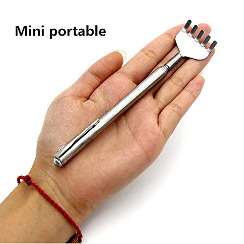 Raspador traseiro de metal extensível, ferramenta portátil de massagem de mão de aço inoxidável com