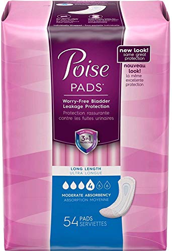 Poise Long Length Moderate Absorbency Ultra Pads - Size 4-54 ct by Poise