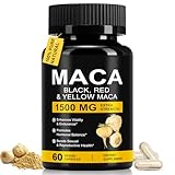 Daiasns Organic Maca Root Powder Capsules 1500 mg with Black + Red + Yellow Peruvian Maca Root Extract Supplement for Men and Women - 60 Vegan Capsules