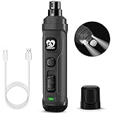 Casfuy犬爪切り電動ー 2つのLEDライト付き - 新バージョン 2スピード 強力な電動ペット用爪切り プロフェッショナル 静かで痛みのない足のグルーミングとスムージング 小中大型犬と猫用…