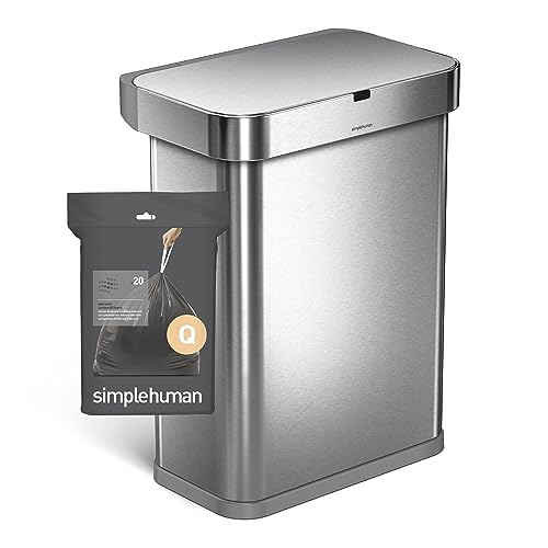 Image of simplehuman Code Q 40 Count, Genuine Odorsorb Custom Fit Liners, Drawstring Odor Absorbing Trash Bags in Dispenser Packs, 50-65 Liter / 13-17 Gallon