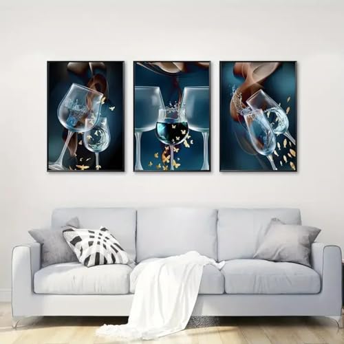 Art mural abstrait moderne pour décoration de salon triptyque 60x80cm