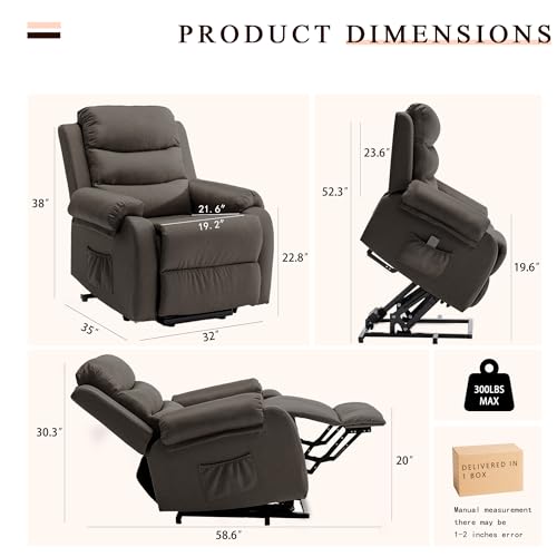 Sillón reclinable eléctrico negro lino miniatura 2