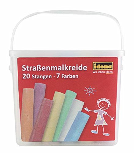 Idena 60042 - Boîte carrée avec Anse - 20 Barres de 7 Couleurs - pour Peindre l'asphalte, Le Pavage ou Le béton