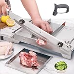 Moongiantgo Manual Frozen Meat Slicer Ribs Bone Cutter Chicken Chopper Deli Slicing Machine 13.5" Double Blade Heavy Duty Stainless Steel Cutting Machine for Beef Mutton Bacon BBQ Hotpot (KD0288)