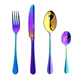 Design classico e piacevole impugnatura: lucidato a mano rende questo set di posate arcobaleno senza punti ruvidi e il fondo angolare rende le posate più individuali. La classica lavorazione artigianale conferisce a questo set di posate un'enfasi sulla qualità, rendendo la tua esperienza culinaria più strutturata e piacevole da impugnare.