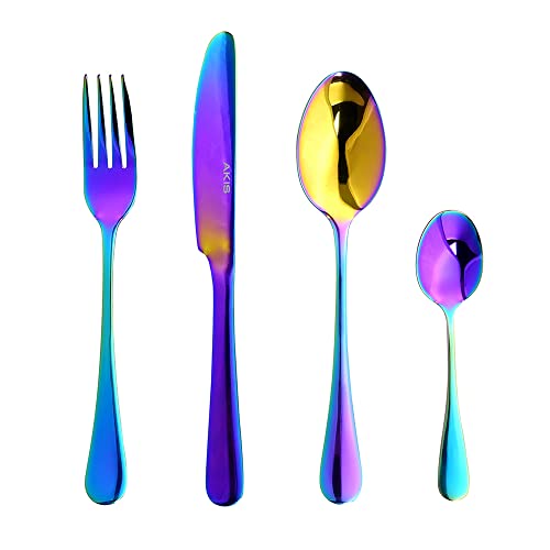 Design classico e piacevole impugnatura: lucidato a mano rende questo set di posate arcobaleno senza punti ruvidi e il fondo angolare rende le posate più individuali. La classica lavorazione artigianale conferisce a questo set di posate un'enfasi sulla qualità, rendendo la tua esperienza culinaria più strutturata e piacevole da impugnare.