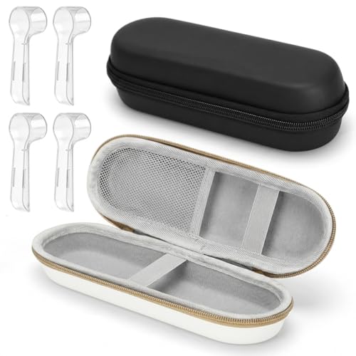 TAIHOBO 2 fundas de viaje para cepillo de dientes eléctrico, a prueba de polvo y 4 cabezales de cepillo de dientes para Philips Sonicare 3000/5000/6100/Oral B/Pro 500/3000/1500 Eb17/D12/Io Series 5/7