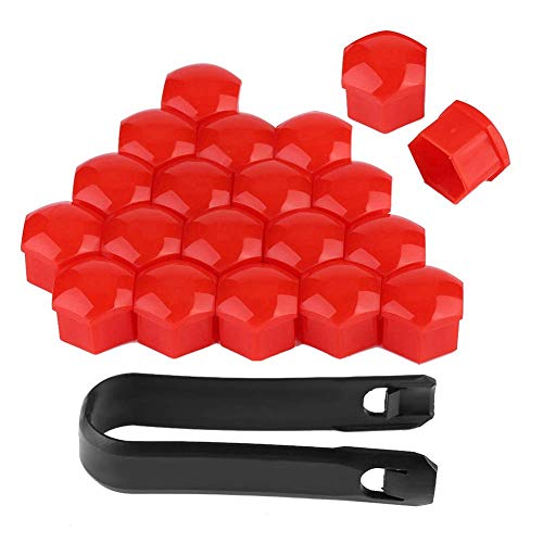 Aramox Wheel Nut Rim Cover, 20pcs 21mm Nut Car Wheel Auto Hub Screw Anti-Theft Cover (Red)
