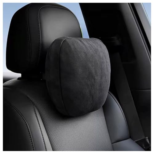 Image of Junecarp Car Neck Pillow Soft Leather Headrest,Premium Interior Accessories Headrest Support for Driver or Front Passenger Seat,for Driving Home Office (Black)