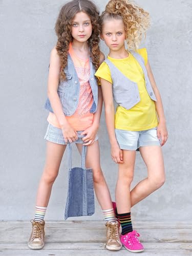 6 Pairs Kids Boys Crew Socks Kids Cotton Rainbow Stripe Calf Breathable Athletic Socks for Girls and Boys2