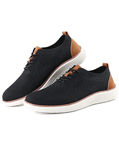 Vilocy Men's Dress Sneakers Oxfords Casual Business Shoes Lace Up Lightweight Walking Knit Mesh Fashion Sneakers Black,Us11 Eu44 #TOP7