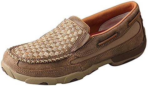 Twisted X Women's Slip-On Boat Shoe Driving Moc, Bomber/Dusty Tan, 8.5(M)