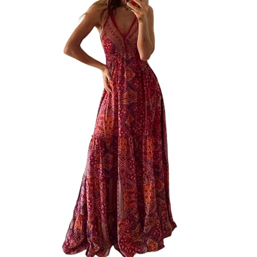 Robe longue plage bohème imprimé floral pour les vacances